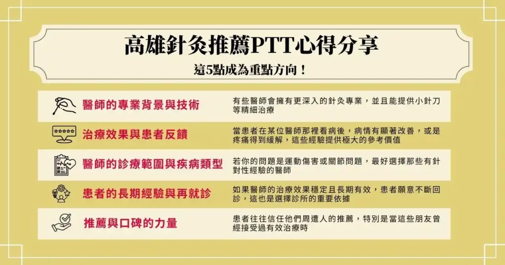 高雄針灸推薦 ptt 心得分享:這 5 點成為重點方向!