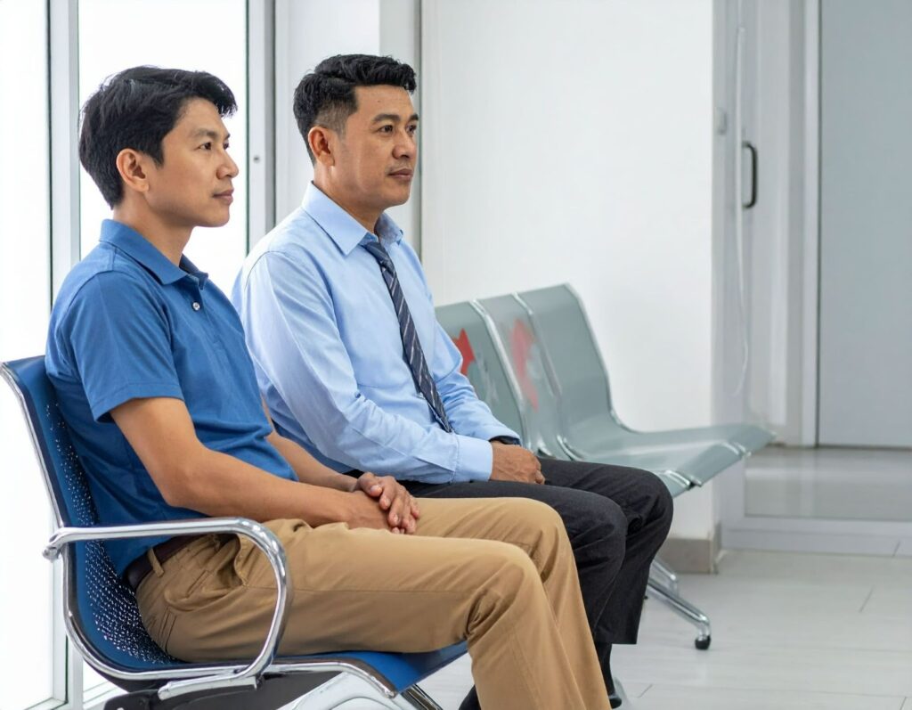 門診候診區患者神情不安