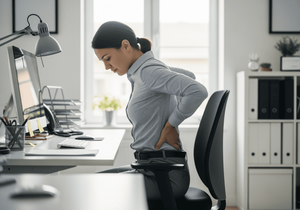 辦公室長時間久坐後站起來，腰部僵硬明顯